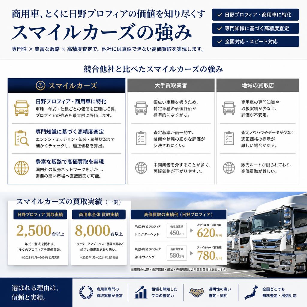 他社との違い、スマイルカーズの強み