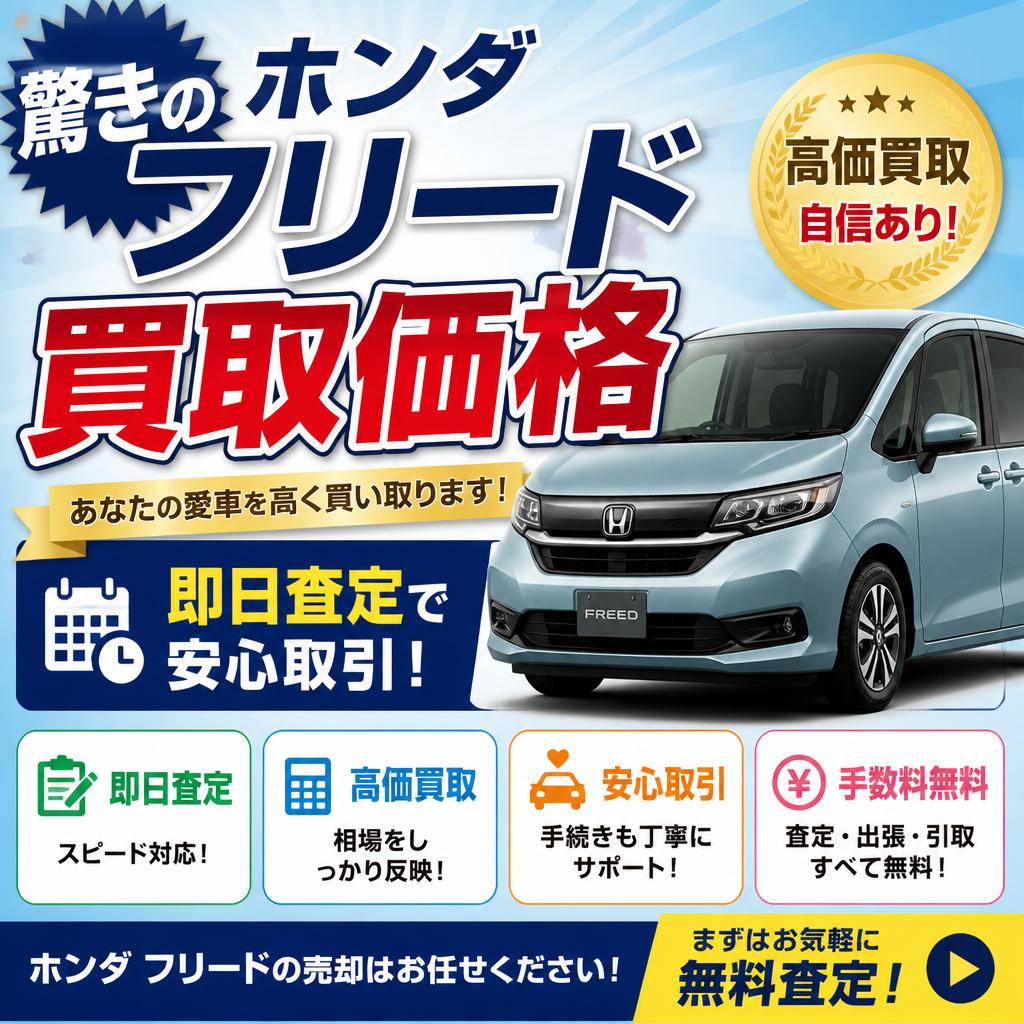 驚きのホンダフリード買取価格、即日査定で安心取引！