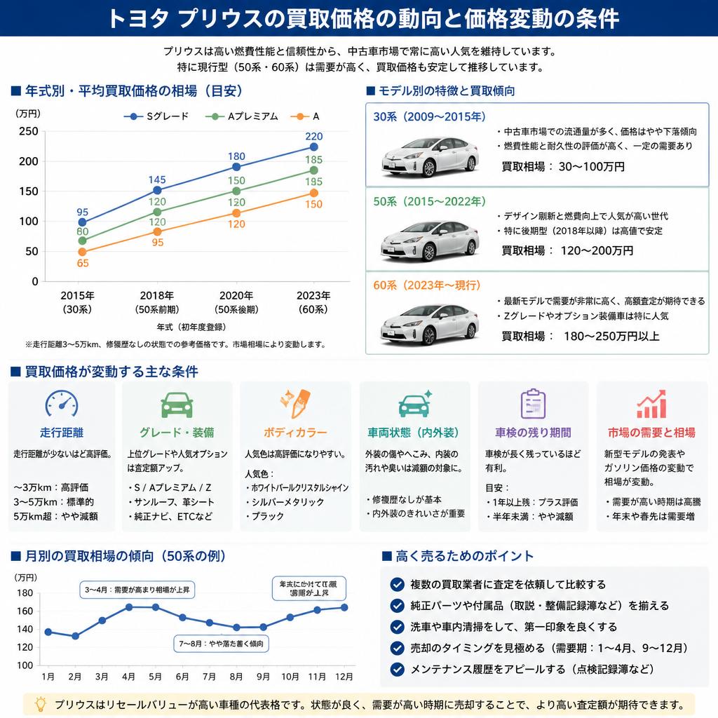 トヨタプリウスの買取価格について