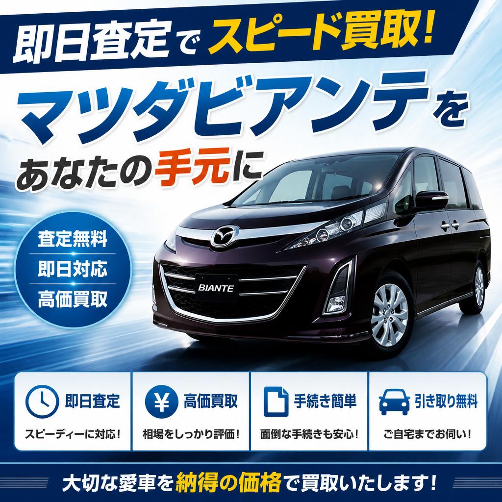 即日査定でスピード買取！マツダビアンテをあなたの手元に