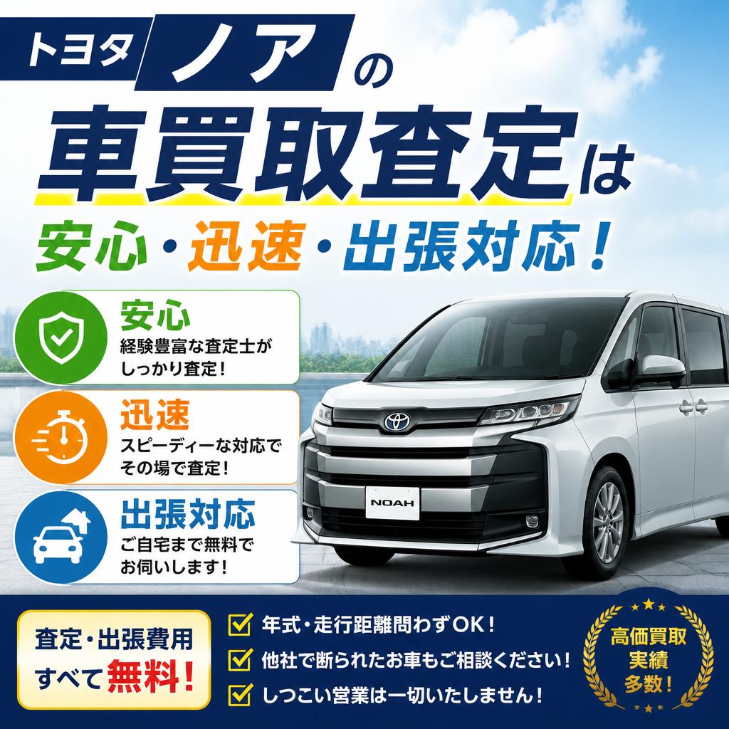 トヨタ ノアの車買取査定は安心・迅速・出張対応！