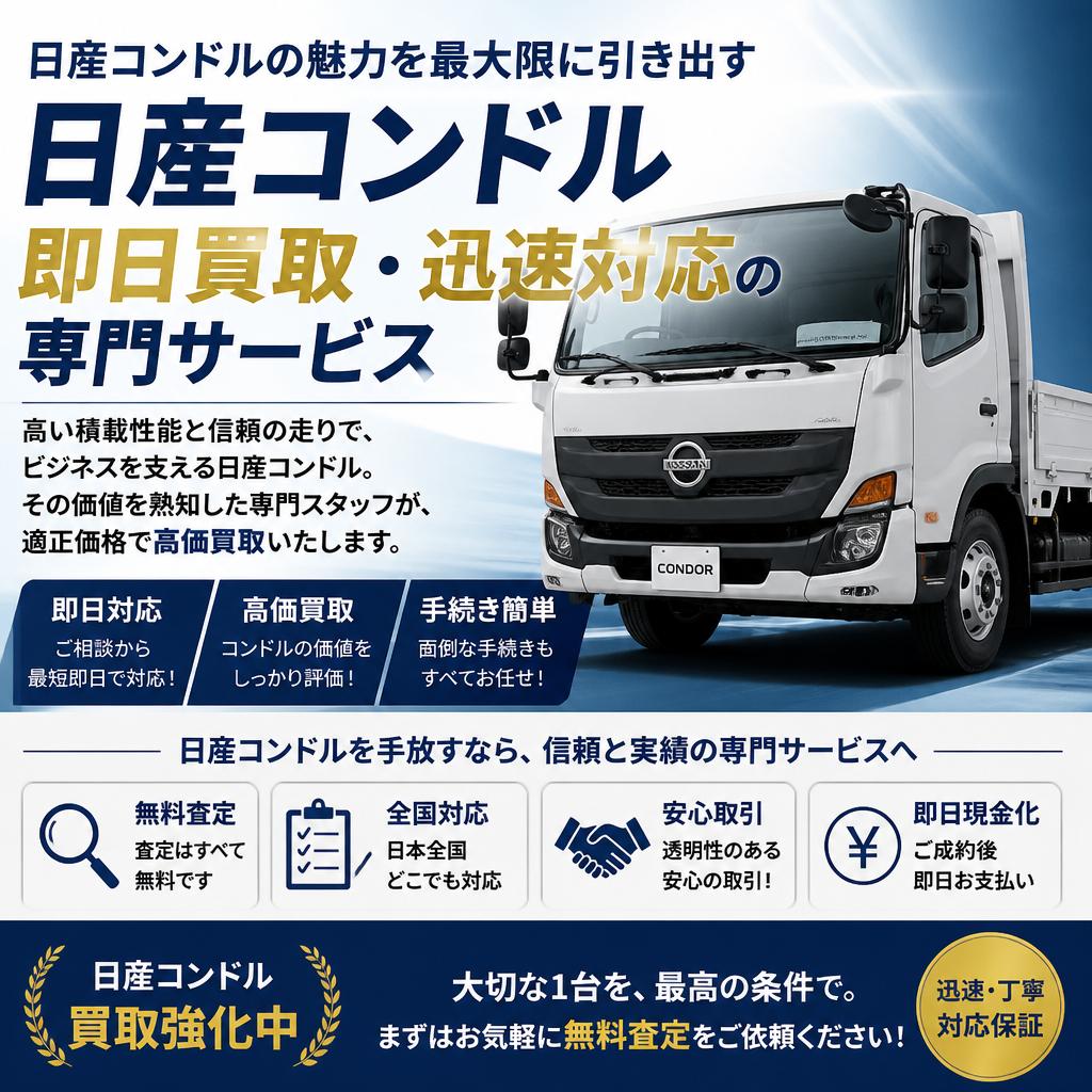 日産コンドルの魅力を最大限に引き出す、即日買取・迅速対応の専門サービス