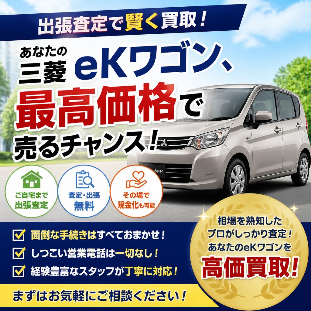 【出張査定で賢く買取！】あなたの三菱eKワゴン、最高価格で売るチャンス！