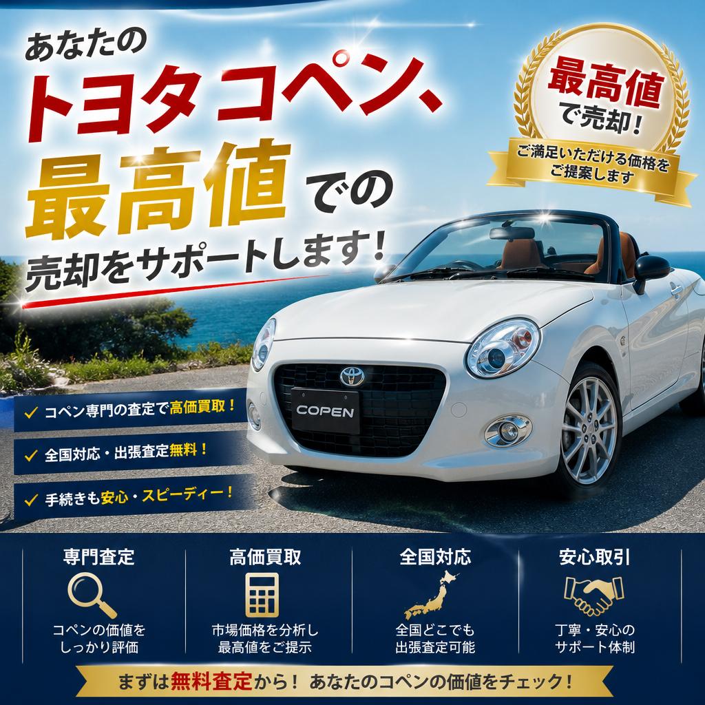 あなたのトヨタコペン、最高値での売却をサポートします！