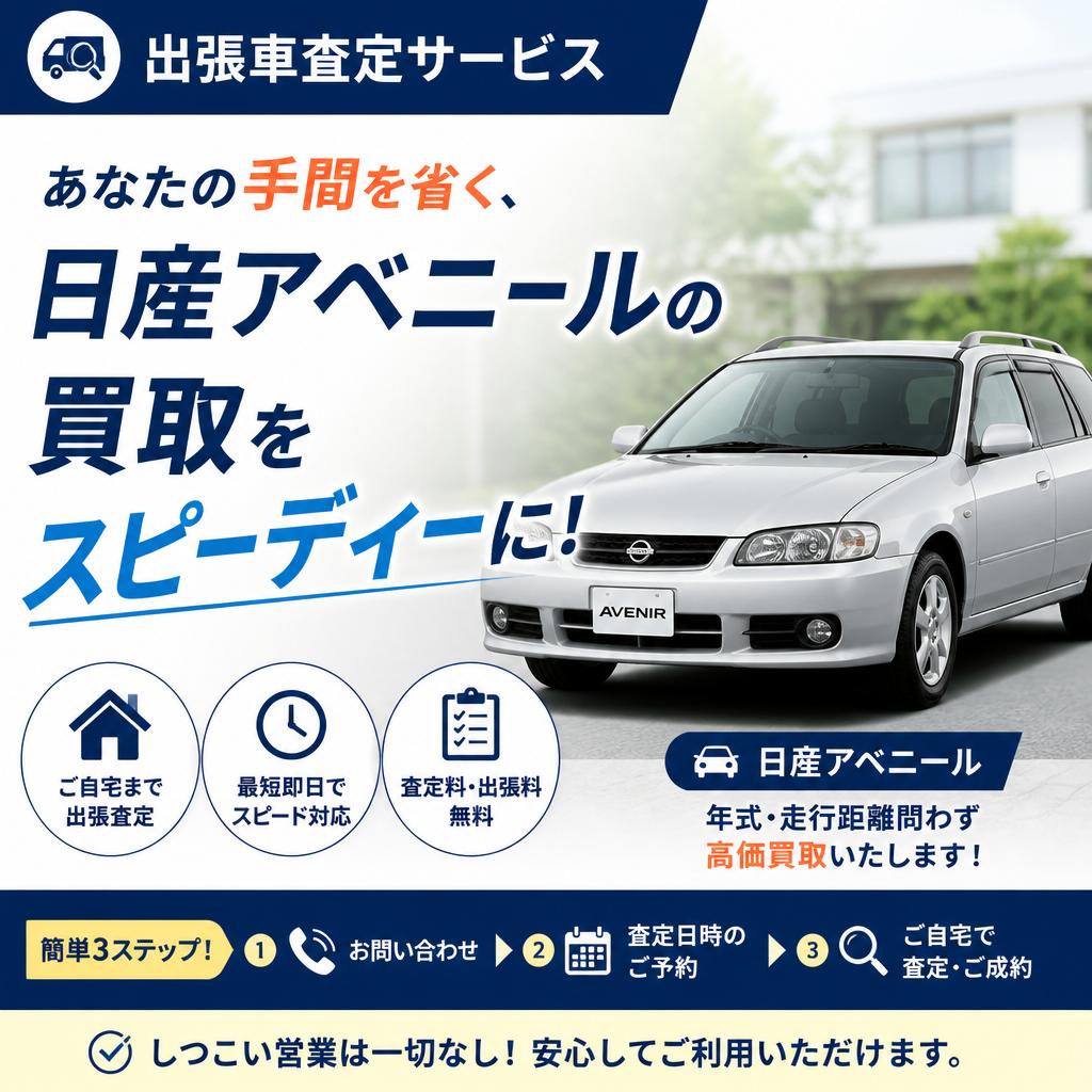 出張車査定サービスであなたの手間を省く、日産アベニールの買取をスピーディーに！