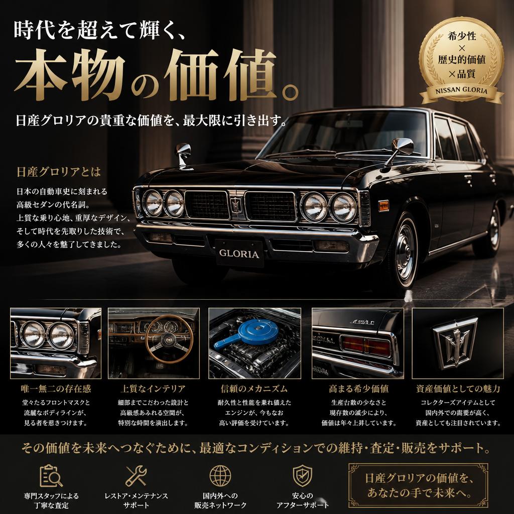 日産グロリアの貴重な価値を最大限に引き出そう！