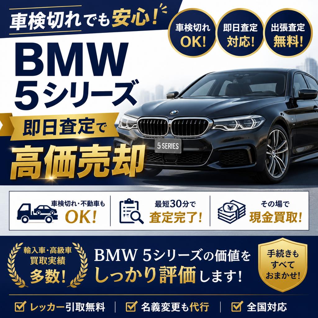 車検切れでも安心！BMW5シリーズを即日査定で高価売却