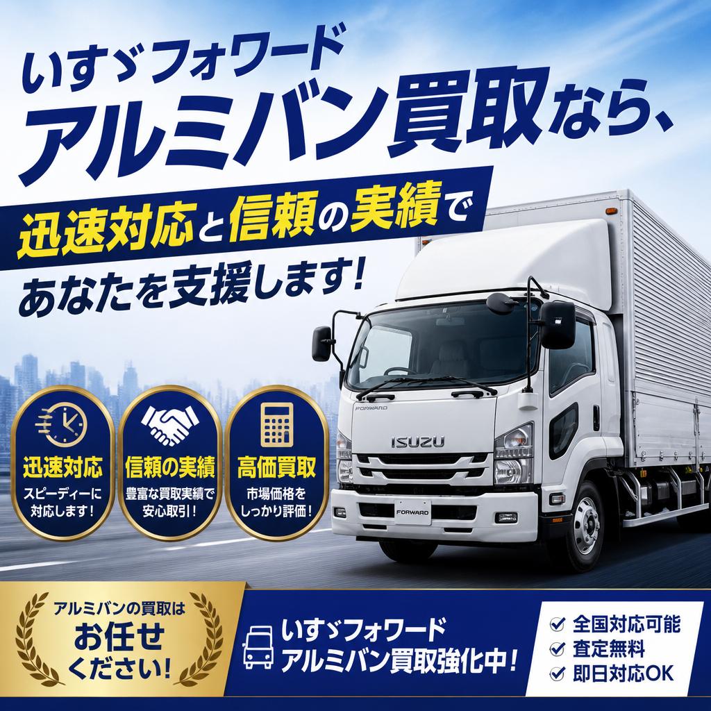 いすゞフォワードアルミバン買取なら、迅速対応と信頼の実績であなたを支援します！