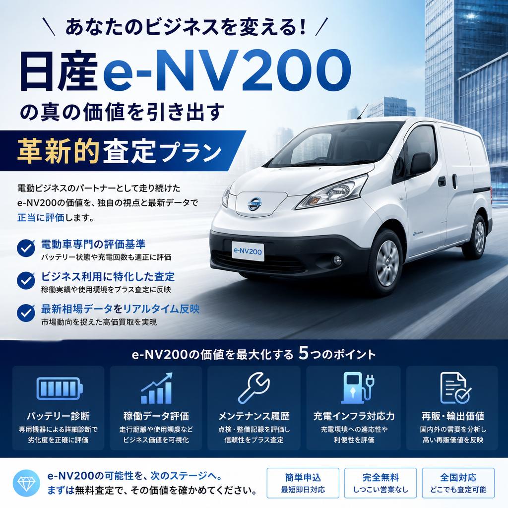 あなたのビジネスを変える！日産e-NV200の真の価値を引き出す革新的査定プラン
