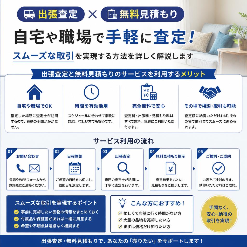 出張査定と無料見積もり｜場所を選ばずスムーズに